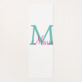 Tapis De Yoga simple minimal add name monogram green pink blue t (Dos)