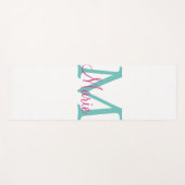 Tapis De Yoga simple minimal add name monogram green pink blue t (Devant (Horizontal))