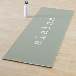 Tapis De Yoga Simple Minimaliste Nom Design Sage Vert Personnali