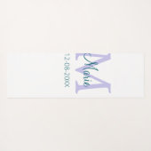 Tapis De Yoga simple minimum ajouter nom monogramme violet vert  (Dos (Horizontal))