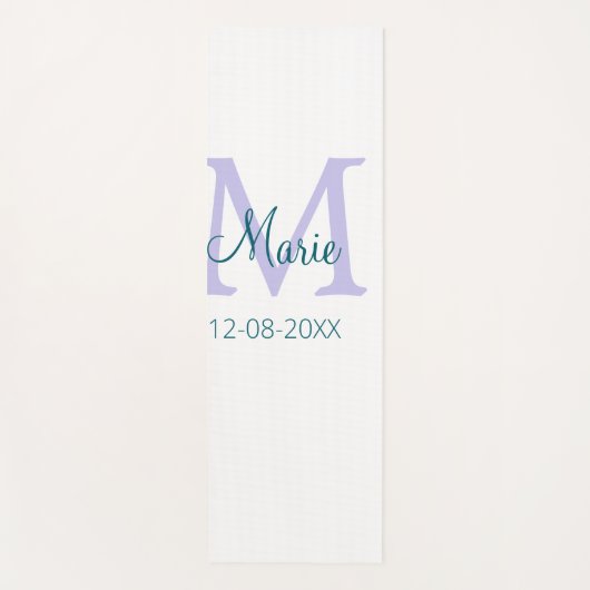 Tapis De Yoga simple minimum ajouter nom monogramme violet vert  (Devant)