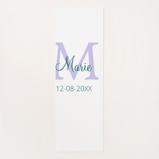 Tapis De Yoga simple minimum ajouter nom monogramme violet vert  (Dos)