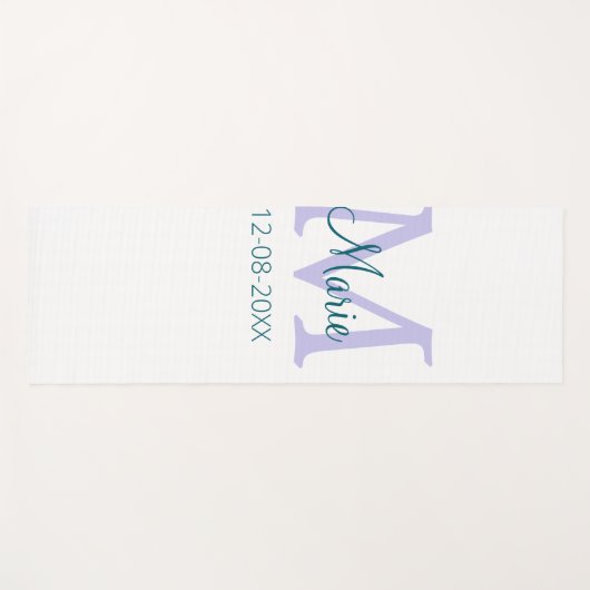 Tapis De Yoga simple minimum ajouter nom monogramme violet vert  (Devant (Horizontal))