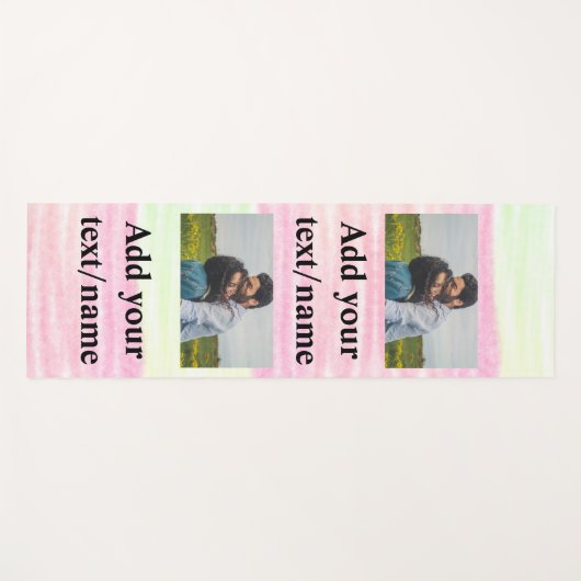 Tapis De Yoga simple minimum ajouter votre nom photo aquarelle y (Devant (Horizontal))