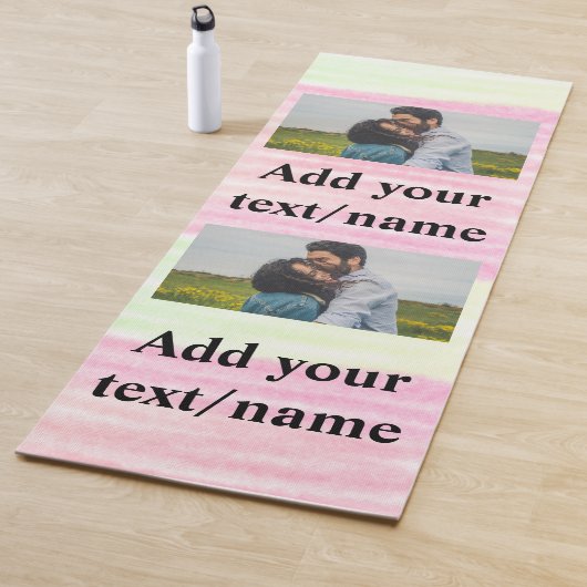 Tapis De Yoga simple minimum ajouter votre nom photo aquarelle y (En situation)