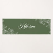 Tapis De Yoga Simple Modern Floral Script Name Olive Green Lotus (Devant (Horizontal))