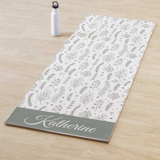 Tapis De Yoga Simple Moderne Fleur Sauvage Écriture de Nom Flora (En situation)