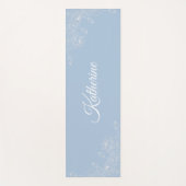 Tapis De Yoga Simple Moderne Floral Script Nom Aura Bleu Lotus (Devant)
