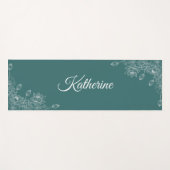 Tapis De Yoga Simple Moderne Floral Script Nom Jade Vert Lotus (Devant (Horizontal))