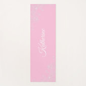 Tapis De Yoga Simple Moderne Floral Script Nom Rose Pâle Lotus (Devant)