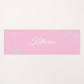 Tapis De Yoga Simple Moderne Floral Script Nom Rose Pâle Lotus (Devant (Horizontal))