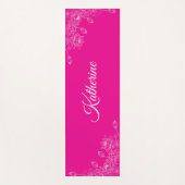 Tapis De Yoga Simple Moderne Nom de Script Floral Rose Chaud Lot (Devant)
