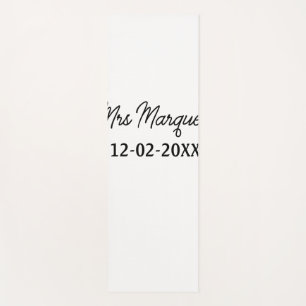 Tapis De Yoga simple monogramme minimaliste Mme M. nom date anné
