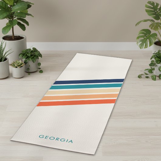 Tapis De Yoga Simple Monogramme Rétro
