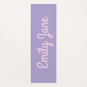 Tapis De Yoga Simple Rose et Violet Personnalisé Script (Devant)