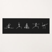 Tapis De Yoga Skeleton Halloween Gothique Debout dans Funny Blac (Devant (Horizontal))