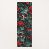 Tapis De Yoga Skull and Red Roses Pattern – Dark Floral Design (Devant)