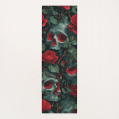 Tapis De Yoga Skull and Red Roses Pattern – Dark Floral Design (Dos)