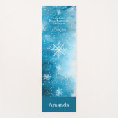 Tapis De Yoga Snowflakes Ice Blue avec nom (Devant)