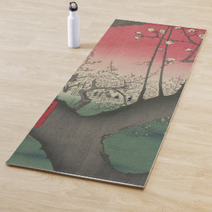 Tapis De Yoga soleil couchant japonais pruniers arbres