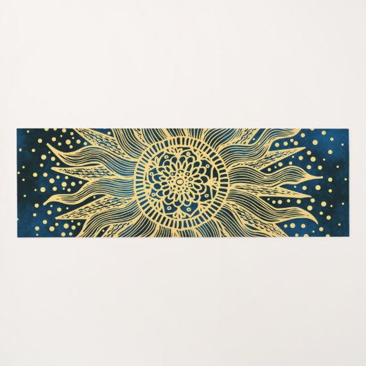 Tapis De Yoga Soleil de Mandala bleu céleste (Dos (Horizontal))