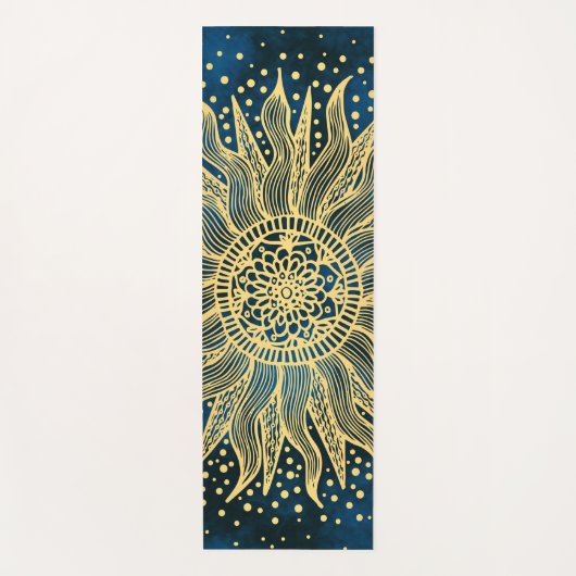 Tapis De Yoga Soleil de Mandala bleu céleste (Devant)