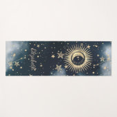 Tapis De Yoga Soleil d'or céleste, Lune, Ciel nocturne étoilé (Devant (Horizontal))