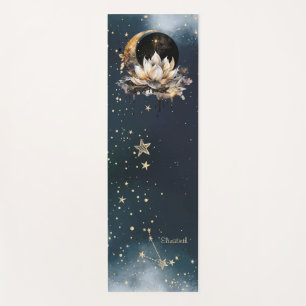 Tapis De Yoga Soleil d'or céleste, Lune, Etoiles Lotus Ciel de n
