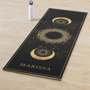 Tapis De Yoga Soleil Noir Céleste Phase de Lune Noire Personnali