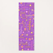 Tapis De Yoga Sophia fleurs nom typographique violet (Devant)