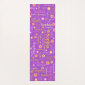 Tapis De Yoga Sophia fleurs nom typographique violet (Dos)