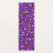 Tapis De Yoga Sophie fleurs nom typographique violet rose (Dos)