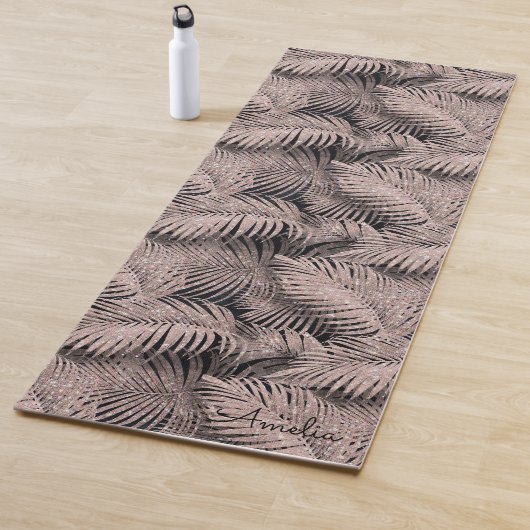 Tapis De Yoga Sparkling Palm Leaves Pattern (En situation)
