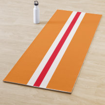 Sporty Bright Red White Racing Stripes Sur Orange