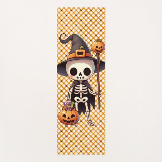 Tapis De Yoga Squelette d'Halloween blanc mignon (Devant)