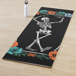 Tapis De Yoga Squelette gothique dansant Fleurs Cercueil Hallowe