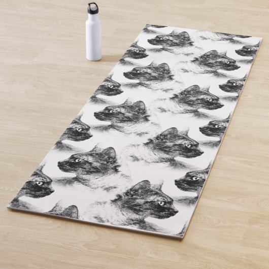 Tapis De Yoga Stella le chat gris (En situation)