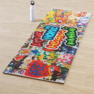 Tapis De Yoga Streetart Graffiti Amour Maison Cœur Coloré Funky