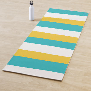 Tapis De Yoga Stripes inégales - Turquoise et Jaune