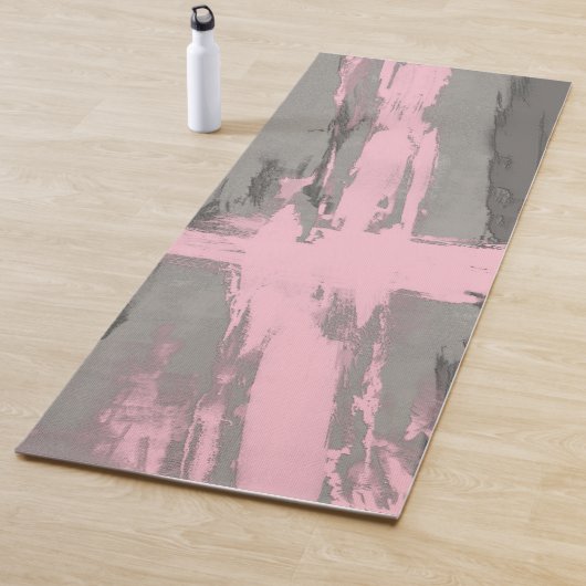 Tapis De Yoga style art moderne Abstrait gris rose s (En situation)