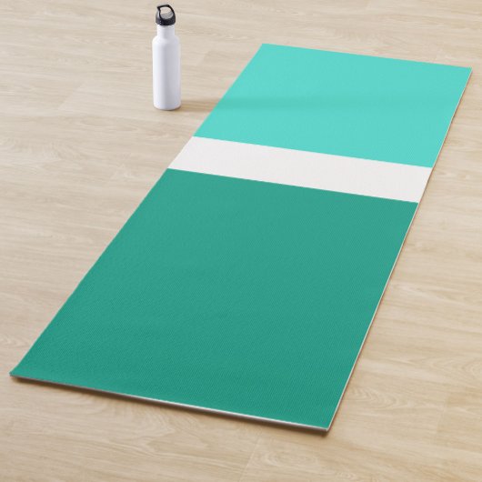 Tapis De Yoga Style de bloc de couleur Turquoise blanc turquoise
