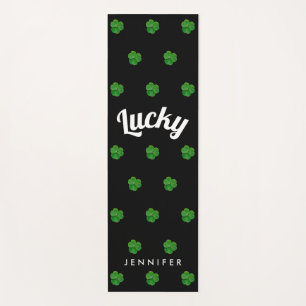 Tapis De Yoga Stylé Saint-Patrick Vert Noir Trèfle Chanceux