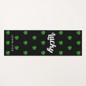 Tapis De Yoga Stylé Saint-Patrick Vert Noir Trèfle Chanceux (Devant (Horizontal))