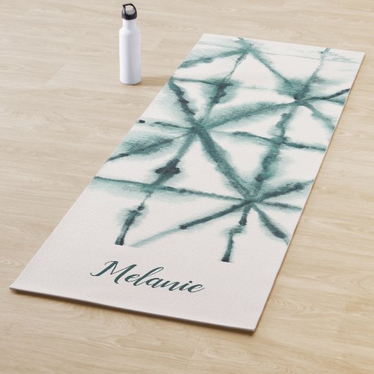 Tapis De Yoga Style Shibori Aquarelle moderne Vert intelligent (En situation)