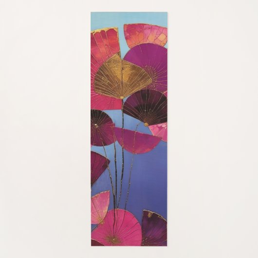 Tapis De Yoga Stylisé Floral Bourgogne (Devant)