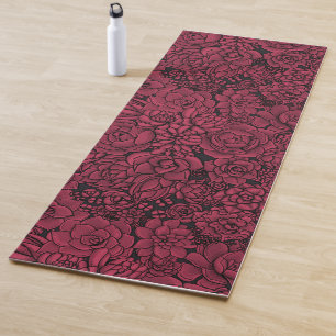 Tapis De Yoga Succulents à Viva Magenta- Couleur de l'année 2023