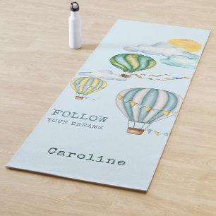 Tapis De Yoga Suivez vos Dreams Watercolor Hot Air Ballots