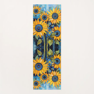 Tapis De Yoga Sunflowers Wildflowers Flower Mixed Media Design
