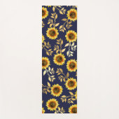 Tapis De Yoga Sunny Yellow Gold Navy Feuille Motif (Devant)