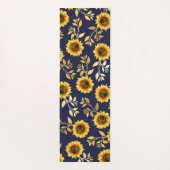 Tapis De Yoga Sunny Yellow Gold Navy Feuille Motif (Dos)